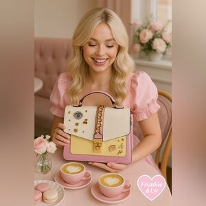 ALDO Colorblock Embellished Satchel with Charms & Gold Chain NWT